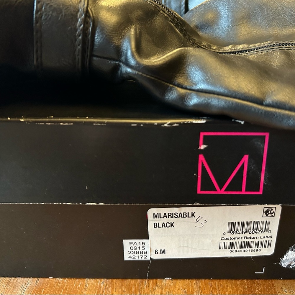 Material Girl Tall Black Slouchy Boot w/Zippers from Macy’s. Original Box. Sz 8 - Picture 14 of 16